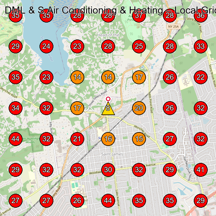 DML & S Air Conditioning & Heating GeoGrid visibility map for Air Conditioning Contractor in NY 11767